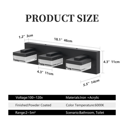 3-Light Matte Black Acrylic LED Vanity Light - view 7