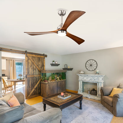 52" Satin Nickel Solid Wood Ceiling Fan with Remote - view 4
