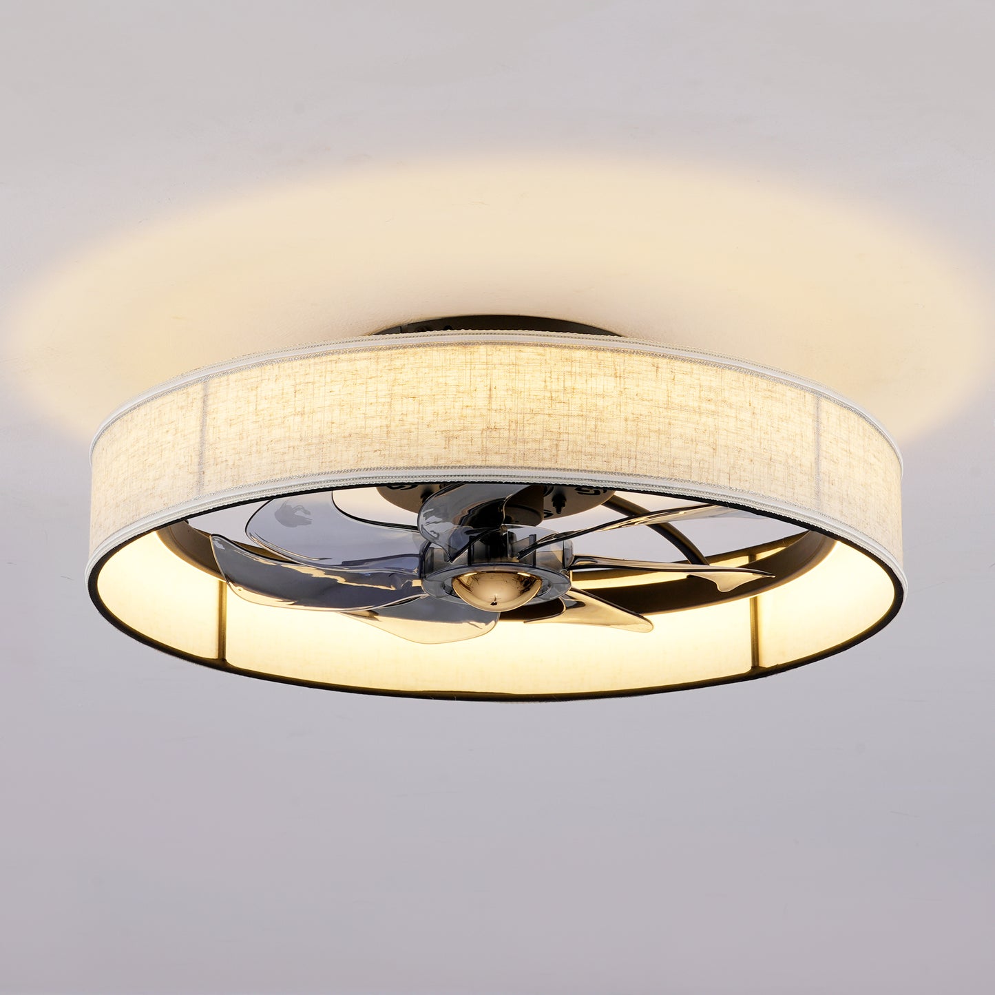 20" Matte Black Fabric Farmhouse Ceiling Fan with Remote - view 19