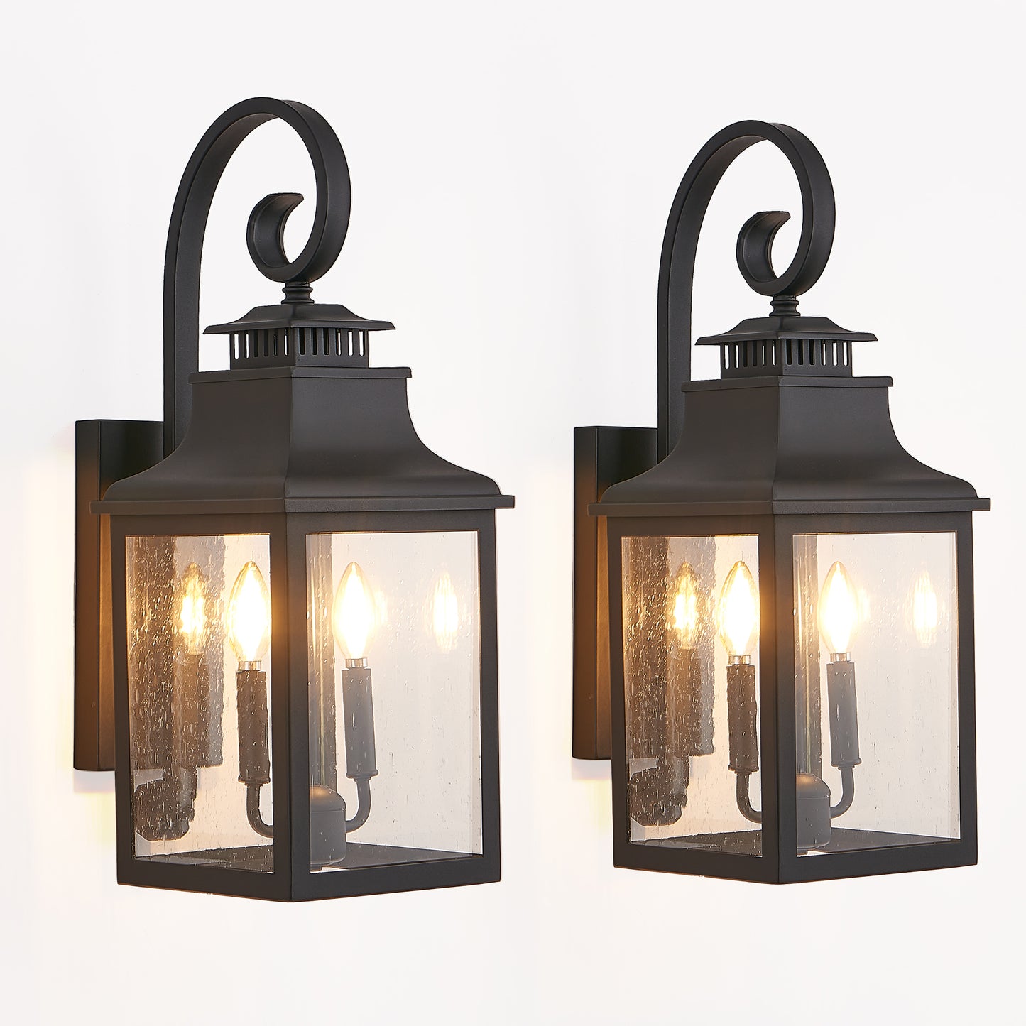 23"H Black Vintage Outdoor Wall Lantern, Set of 2 - view 11