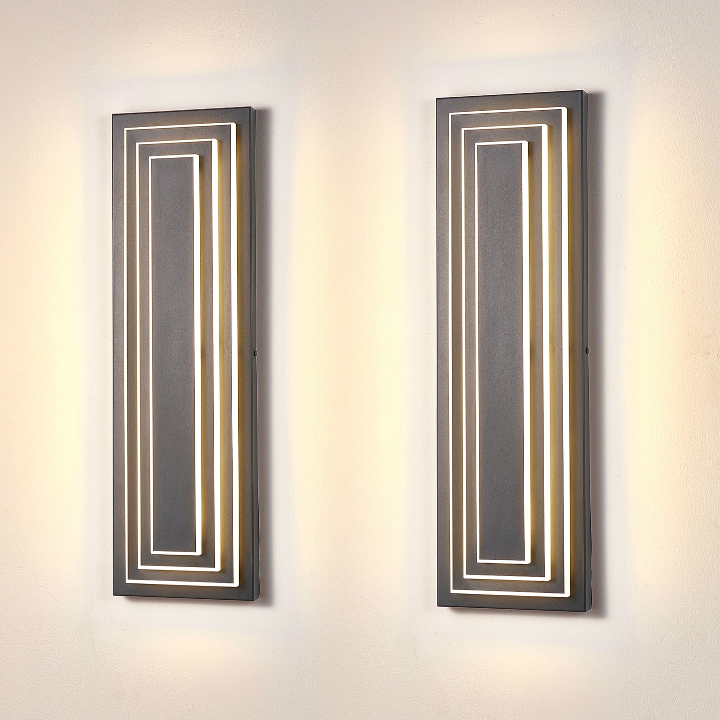 23.6" Black LED Outdoor Wall Light, Set of 2 - view 3