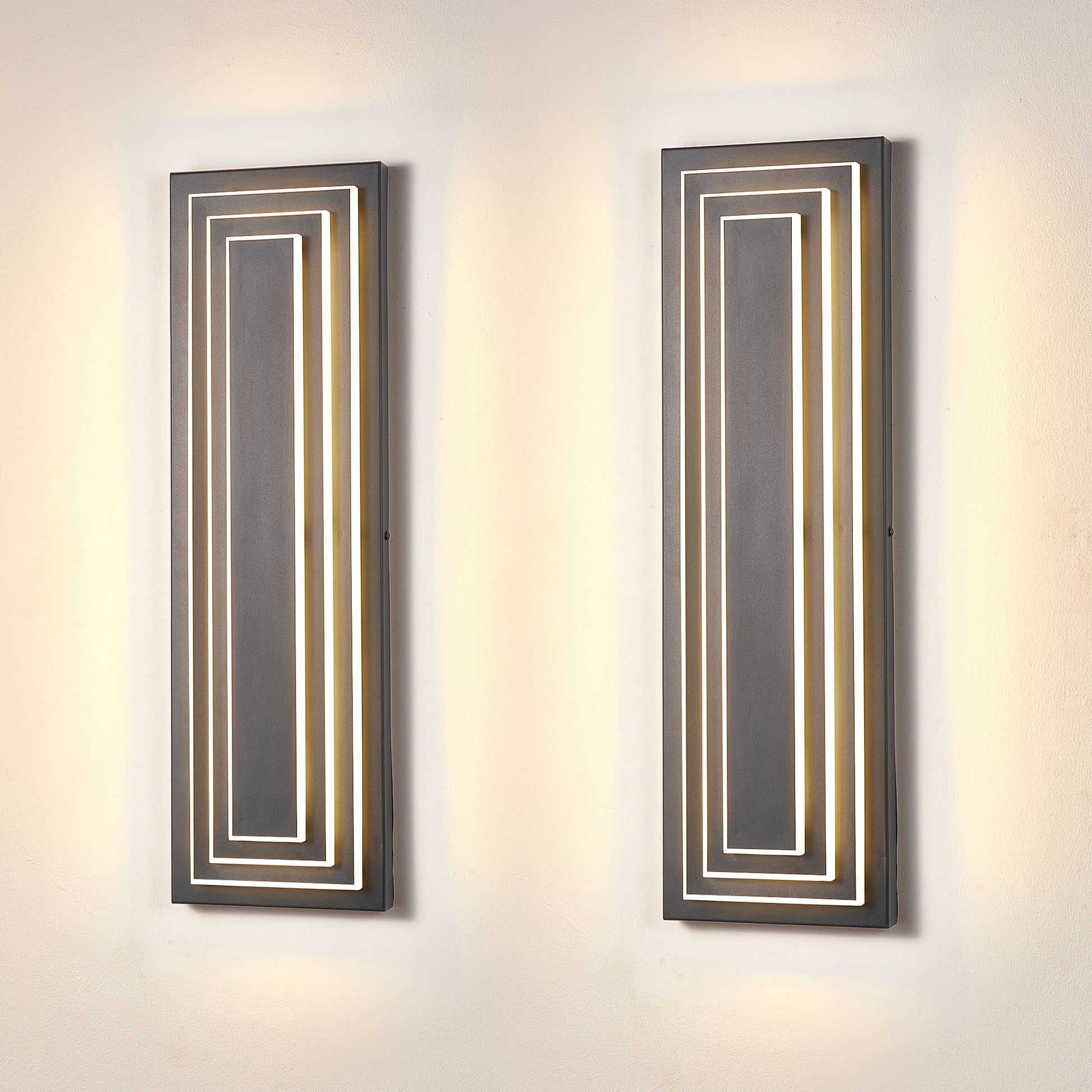 23.6" Black LED Outdoor Wall Light, Set of 2 - view 3