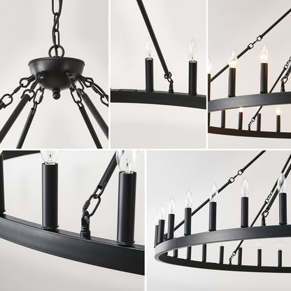 63.8" 36-Light Wagon Wheel Farmhouse Chandelier - view 17