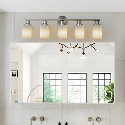 31" 5-Light Brushed Nickel Vanity Light with Frosted Glass - view 2