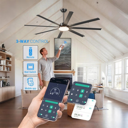 88" Black Industrial Ceiling Fan with Remote - view 4