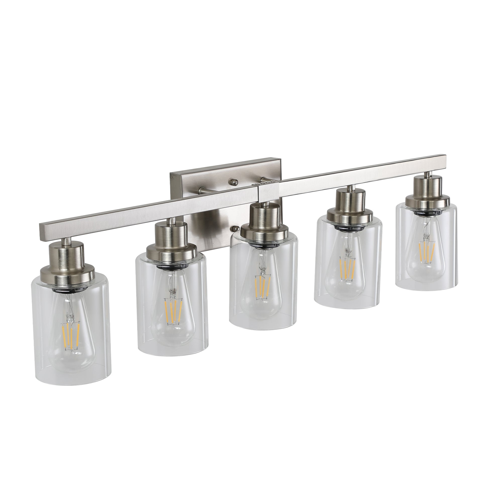31" 5-Light Brushed Nickel Vanity Light with Clear Glass - view 11