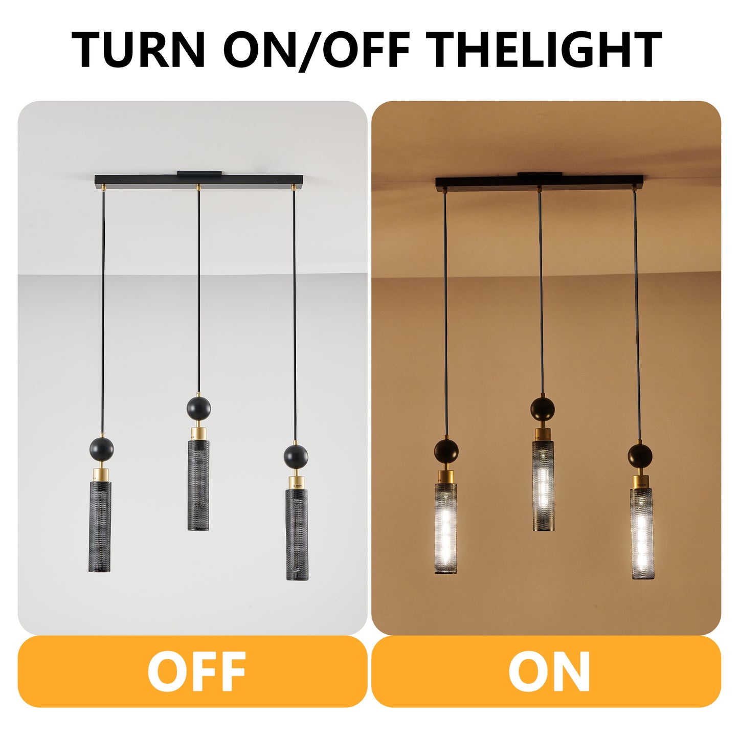 25" 3-Light Black & Gold Chandelier with Mesh Shades - view 5