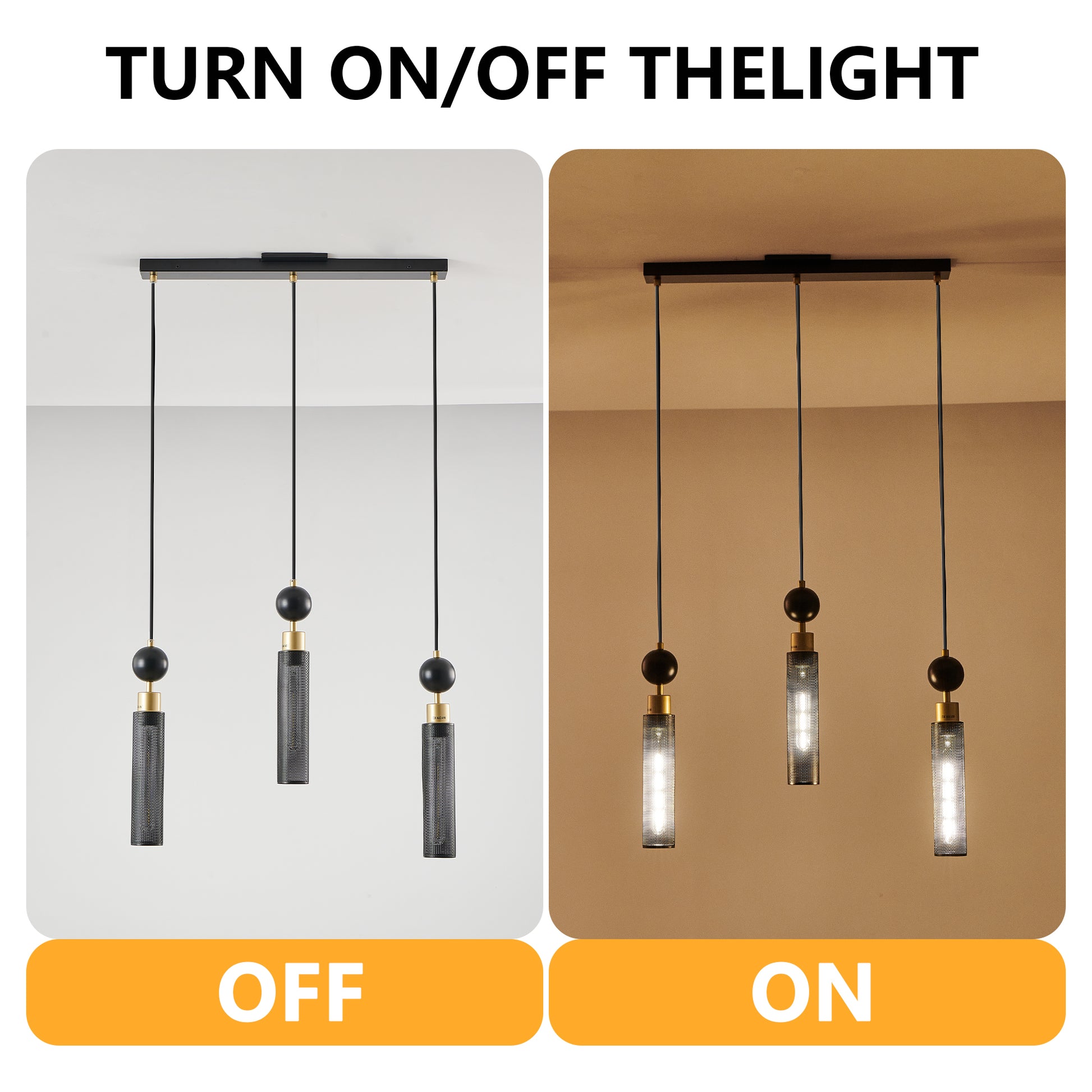 25" 3-Light Black & Gold Chandelier with Mesh Shades - view 5
