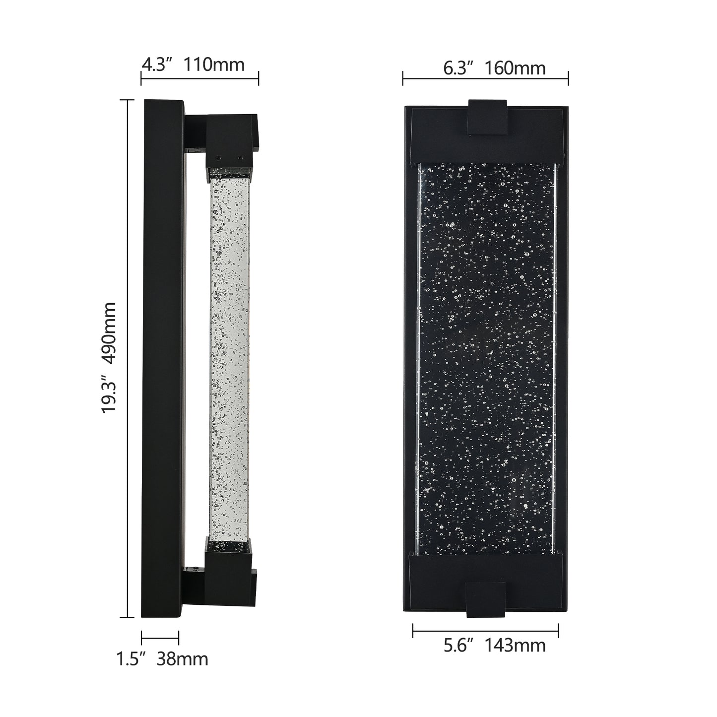 Black Bubble Crystal LED Outdoor Wall Light, 19"H - view 8