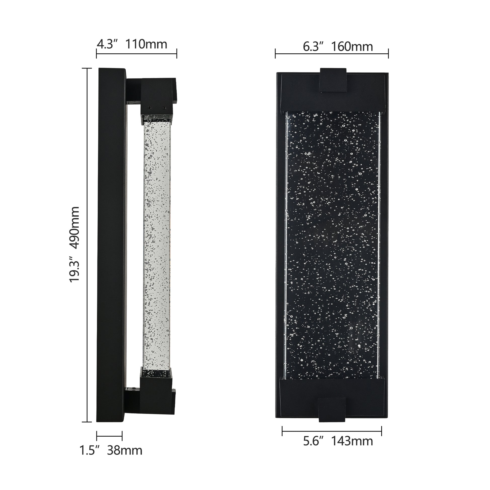Black Bubble Crystal LED Outdoor Wall Light, 19"H - view 8