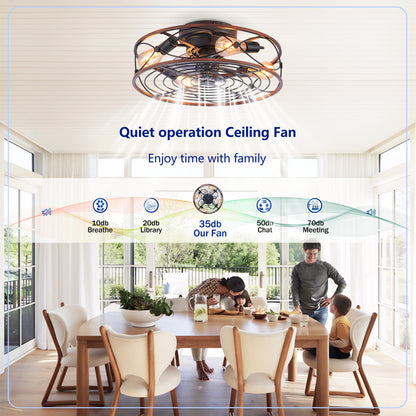 20" Matte Black Caged Ceiling Fan with Remote - view 13
