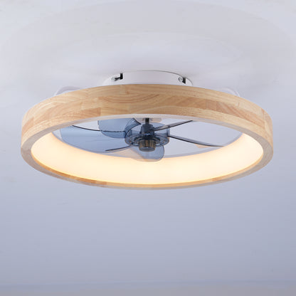 20" Wood & White Flush Mount Ceiling Fan with Dimmable LED - view 25