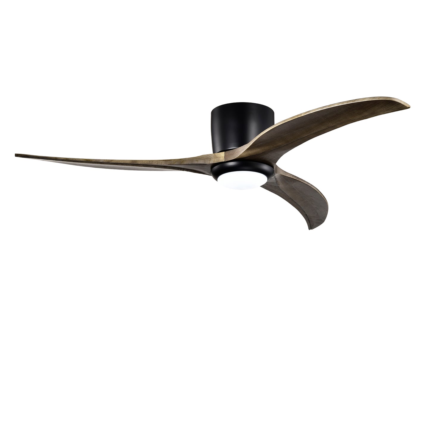 52" Matte Black Flush Mount Wood Ceiling Fan with Remote - view 13