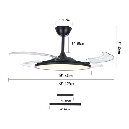 42" Black Low Profile Retractable Ceiling Fan with Remote - view 8