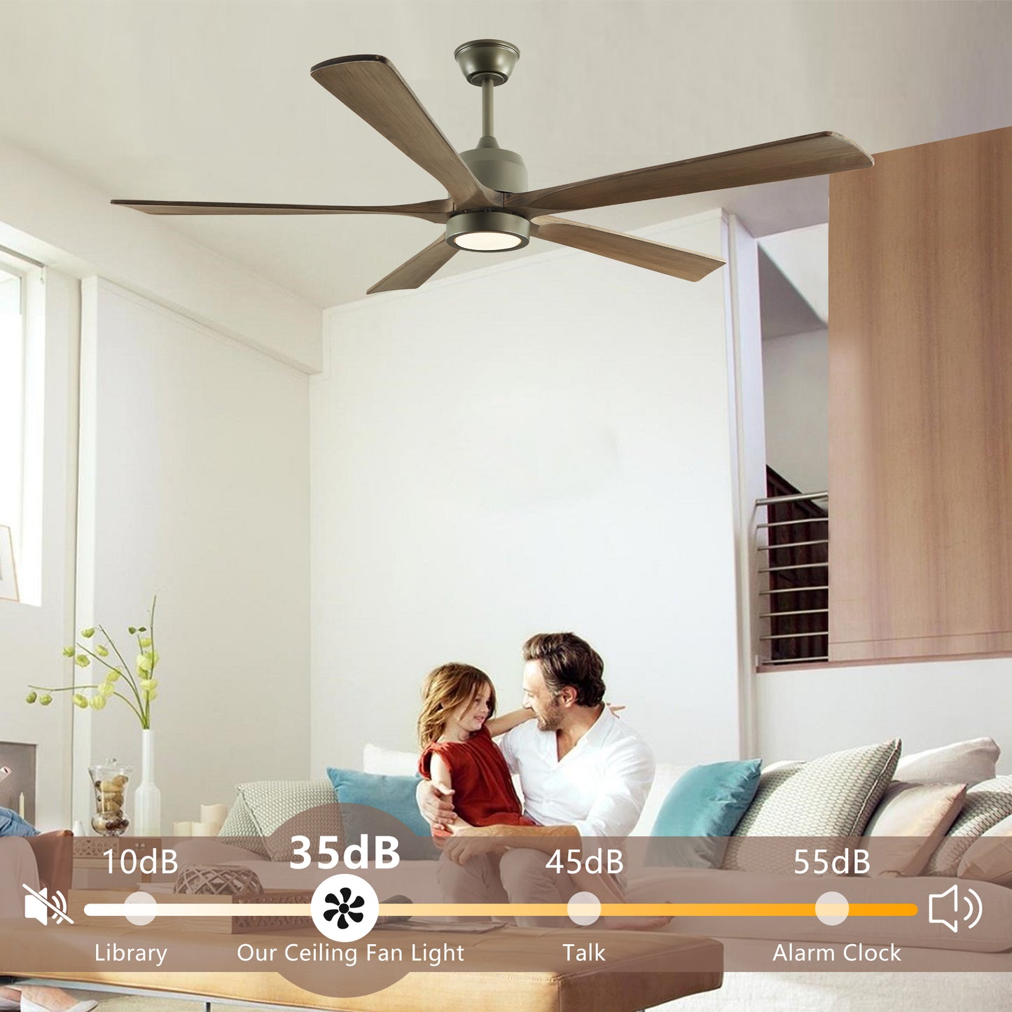 60" Olive Green Wood Ceiling Fan with Remote - view 4