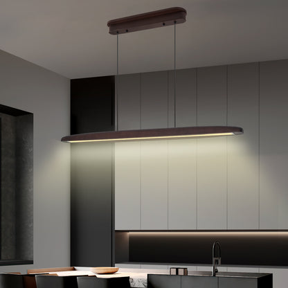 39" Walnut Wood LED Pendant Light with Remote - view 5