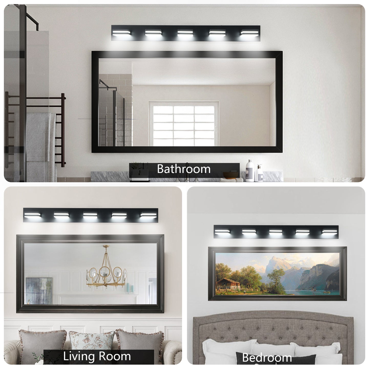 5-Light Black Minimalist LED Vanity Light - view 9