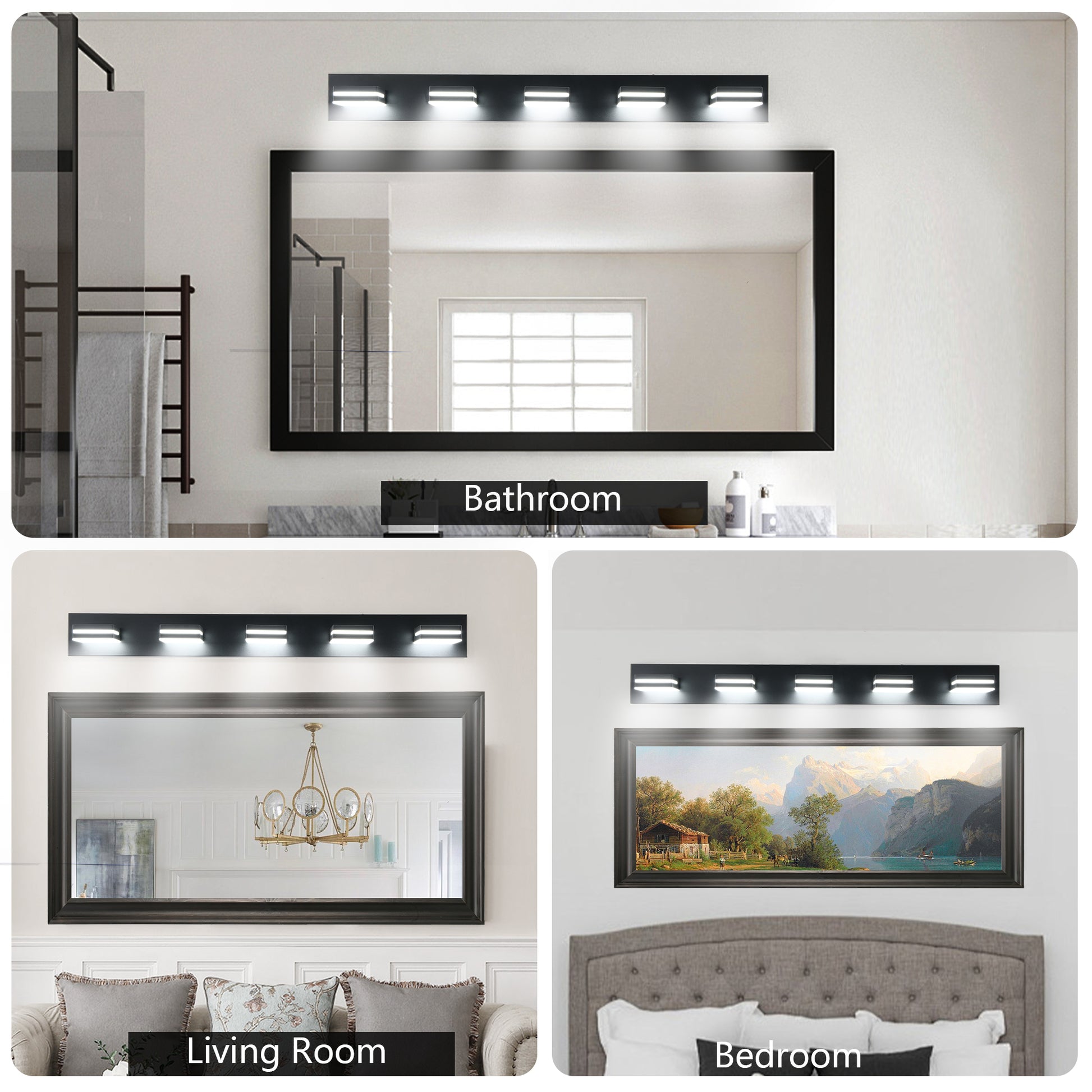 5-Light Black Minimalist LED Vanity Light - view 9