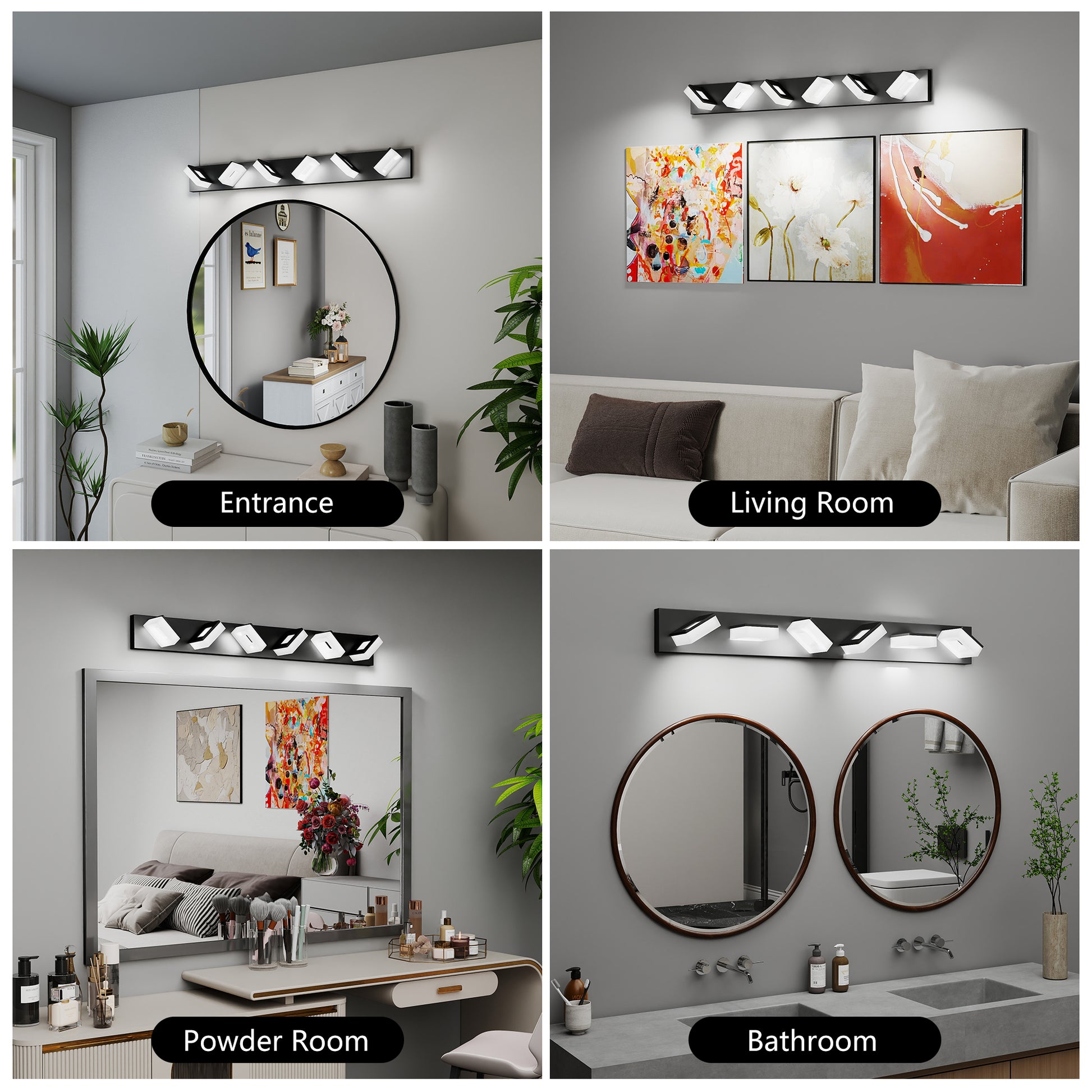 39" 6-Light Matte Black LED Acrylic Vanity Light - view 3