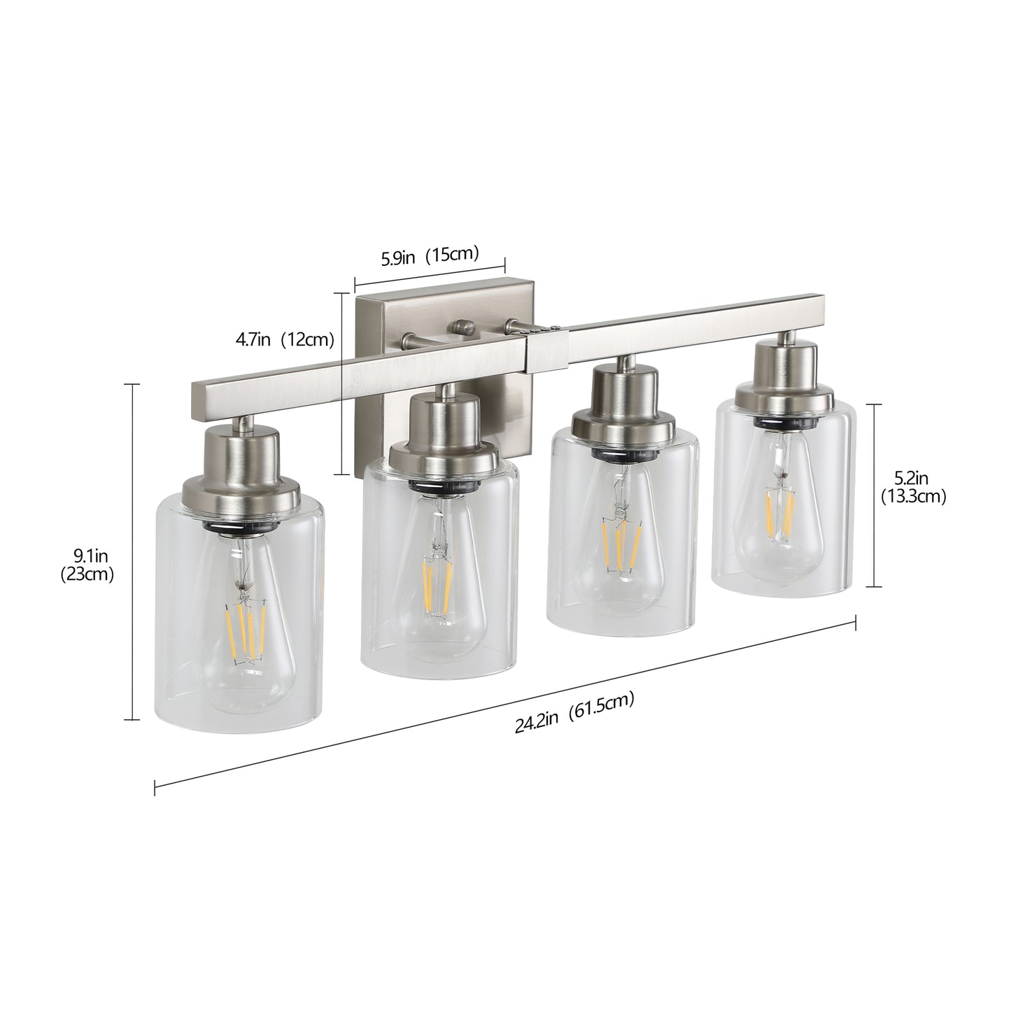 24" 4-Light Brushed Nickel Vanity Light with Clear Glass - view 10