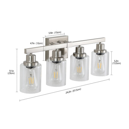 24" 4-Light Brushed Nickel Vanity Light with Clear Glass - view 10