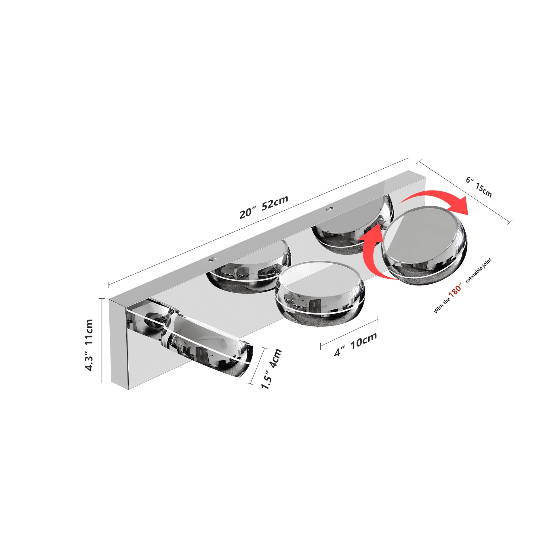 20" 3-Light Chrome LED Vanity Light - view 7