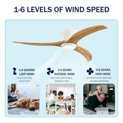52" Matte White Solid Wood Ceiling Fan with Light & Remote - view 9