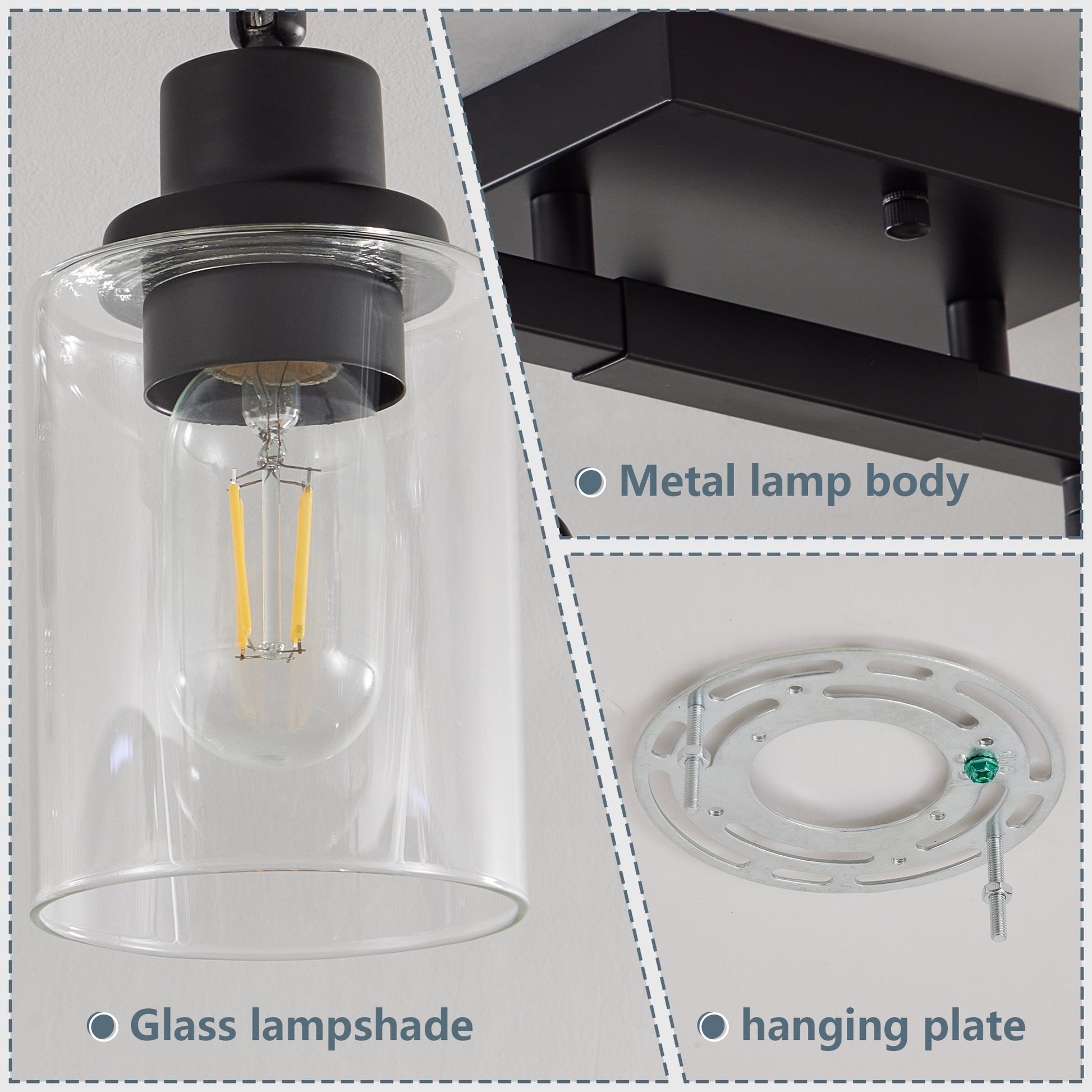 4-Light Black Track Light with Clear Glass Shades - view 7