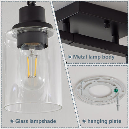 4-Light Black Track Light with Clear Glass Shades - view 7