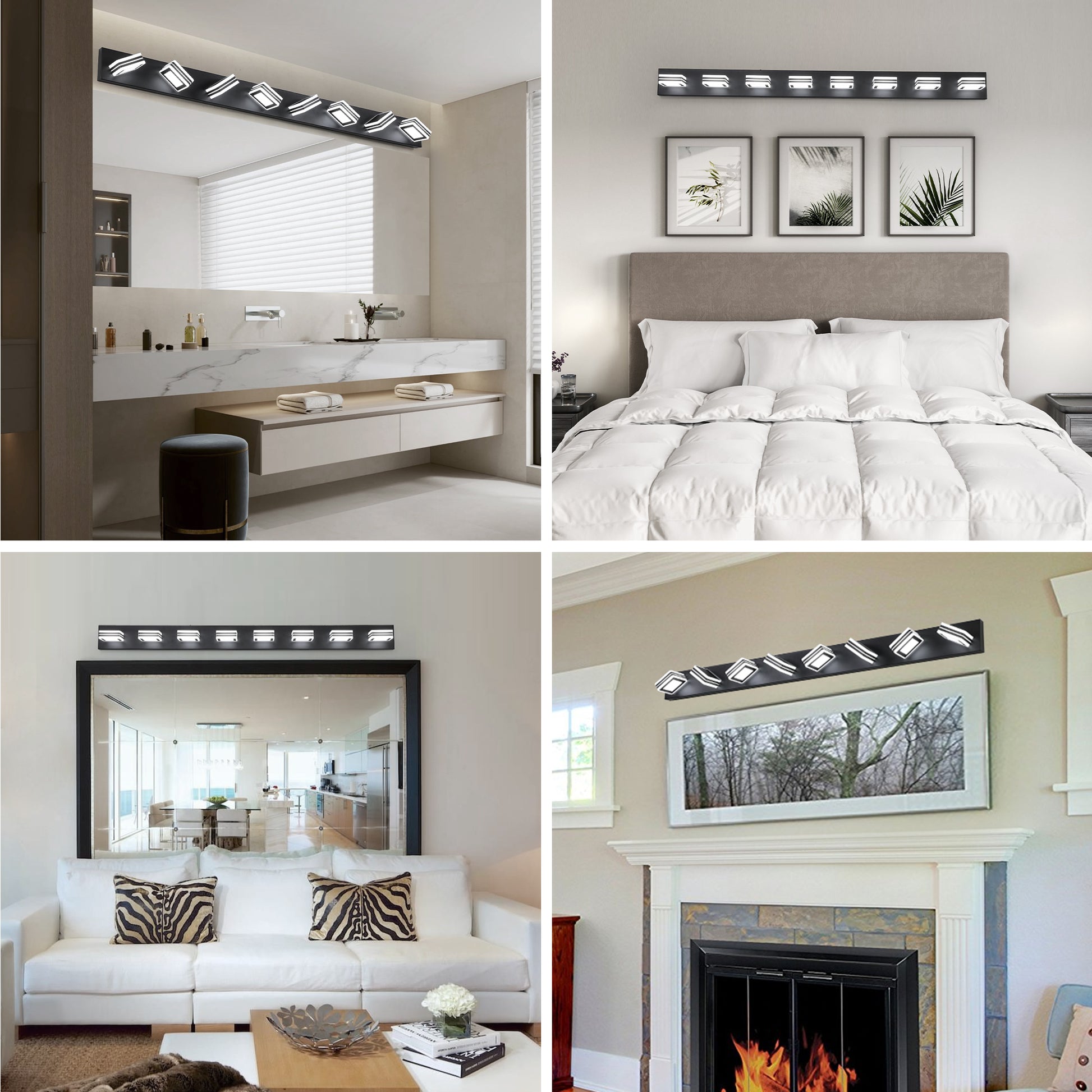 52" 8-Light Black Vanity Light with Dimmable LED - view 4