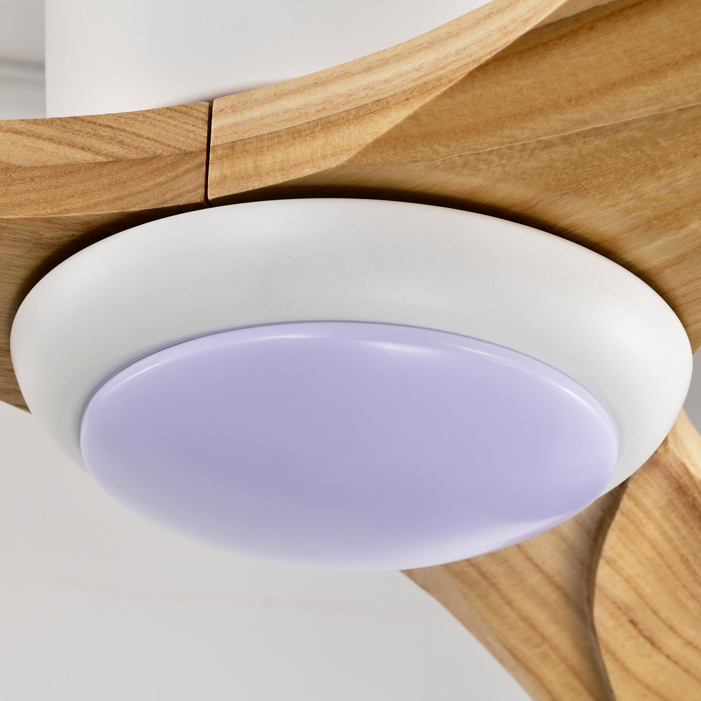 52" Matte White Solid Wood Ceiling Fan with Light & Remote - view 13