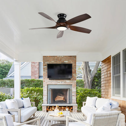 56" Matte Black & Wood Ceiling Fan with Remote - view 6