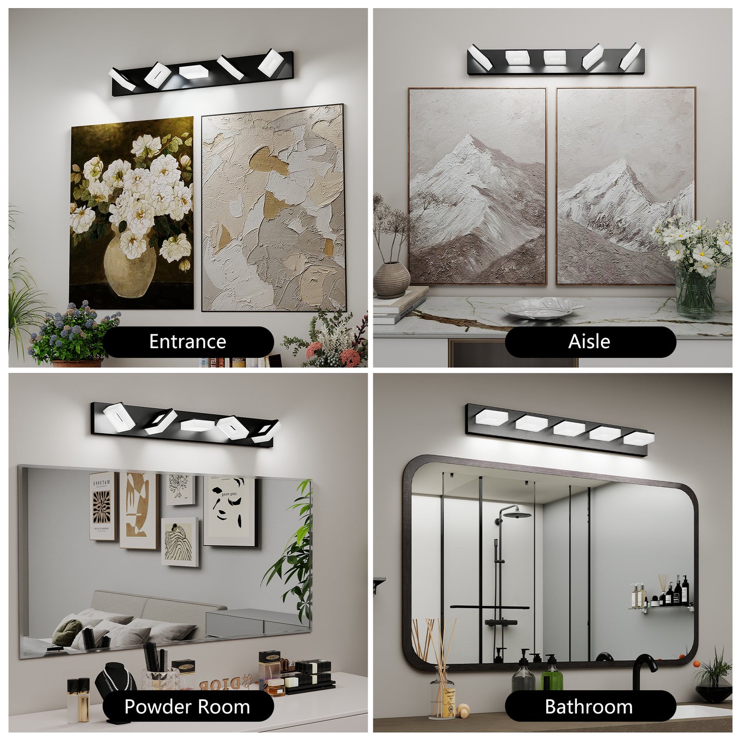32" 5-Light Matte Black LED Vanity Light - view 3