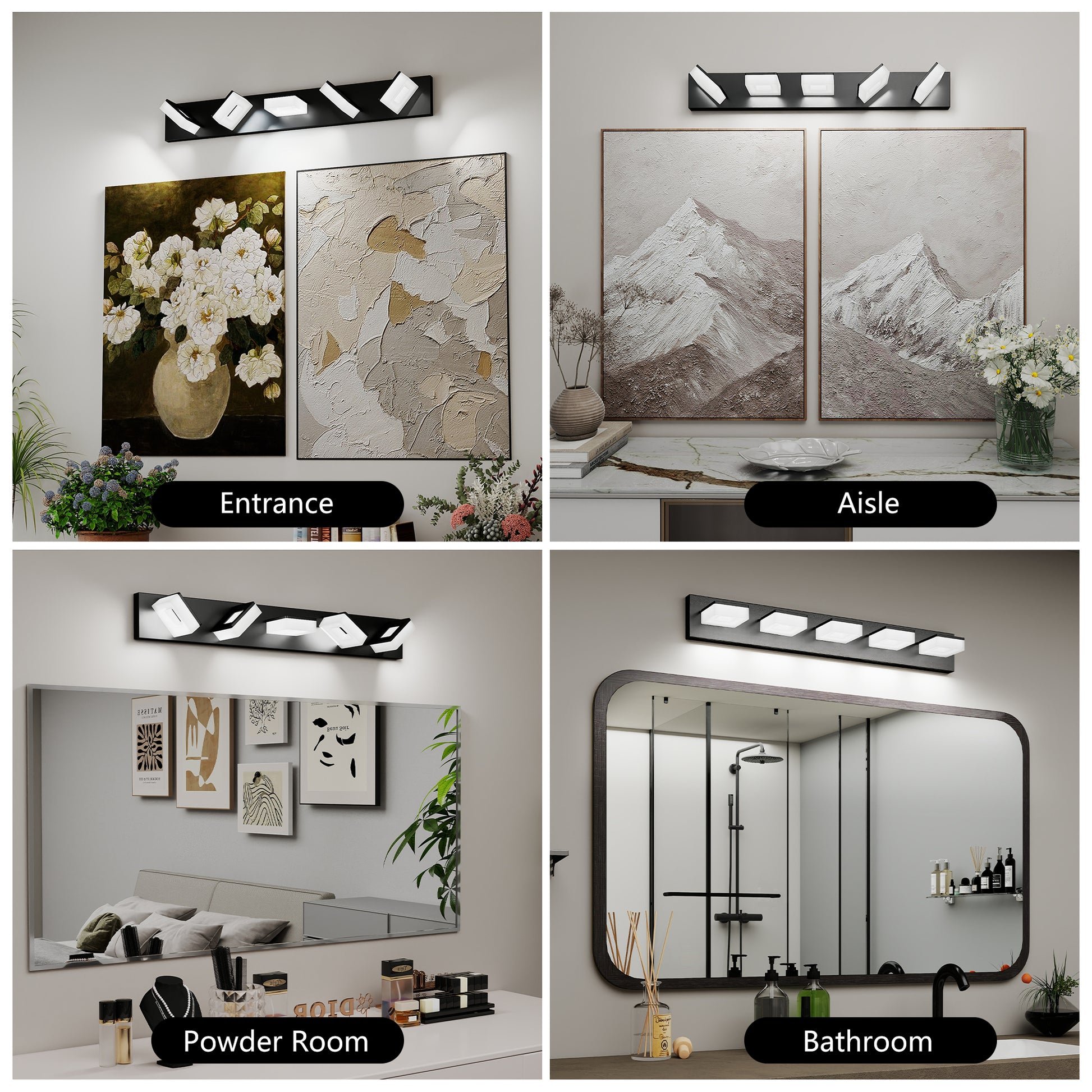 32" 5-Light Matte Black LED Vanity Light - view 3