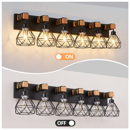 38" 6-Light Black Geometric Cage Vanity Light - view 6
