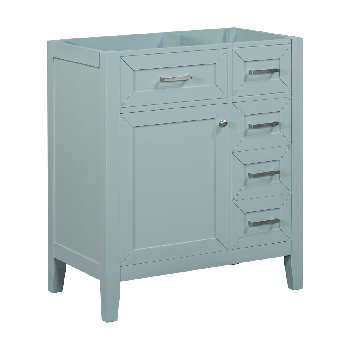 30" Green Bathroom Vanity Base Only with Door and 3 Drawers