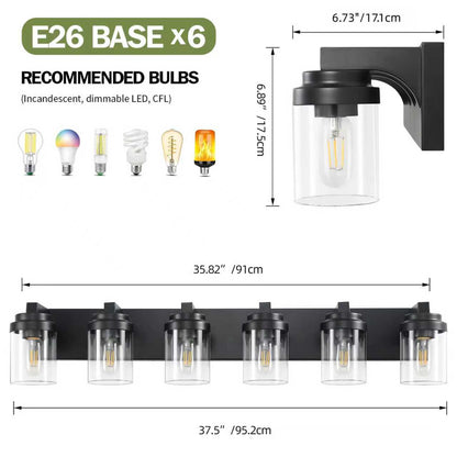 6-Light Black Vanity Light with Clear Glass Shade - view 4