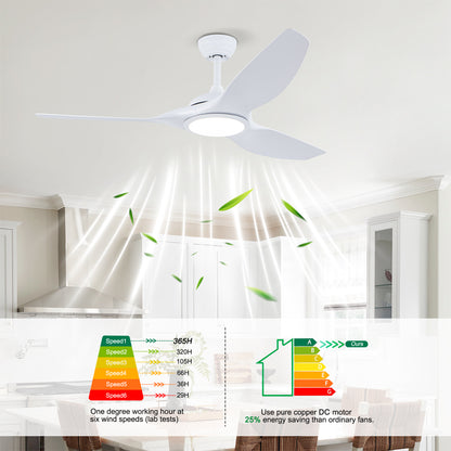 52" Matte White Ceiling Fan with LED Light & Remote - view 12
