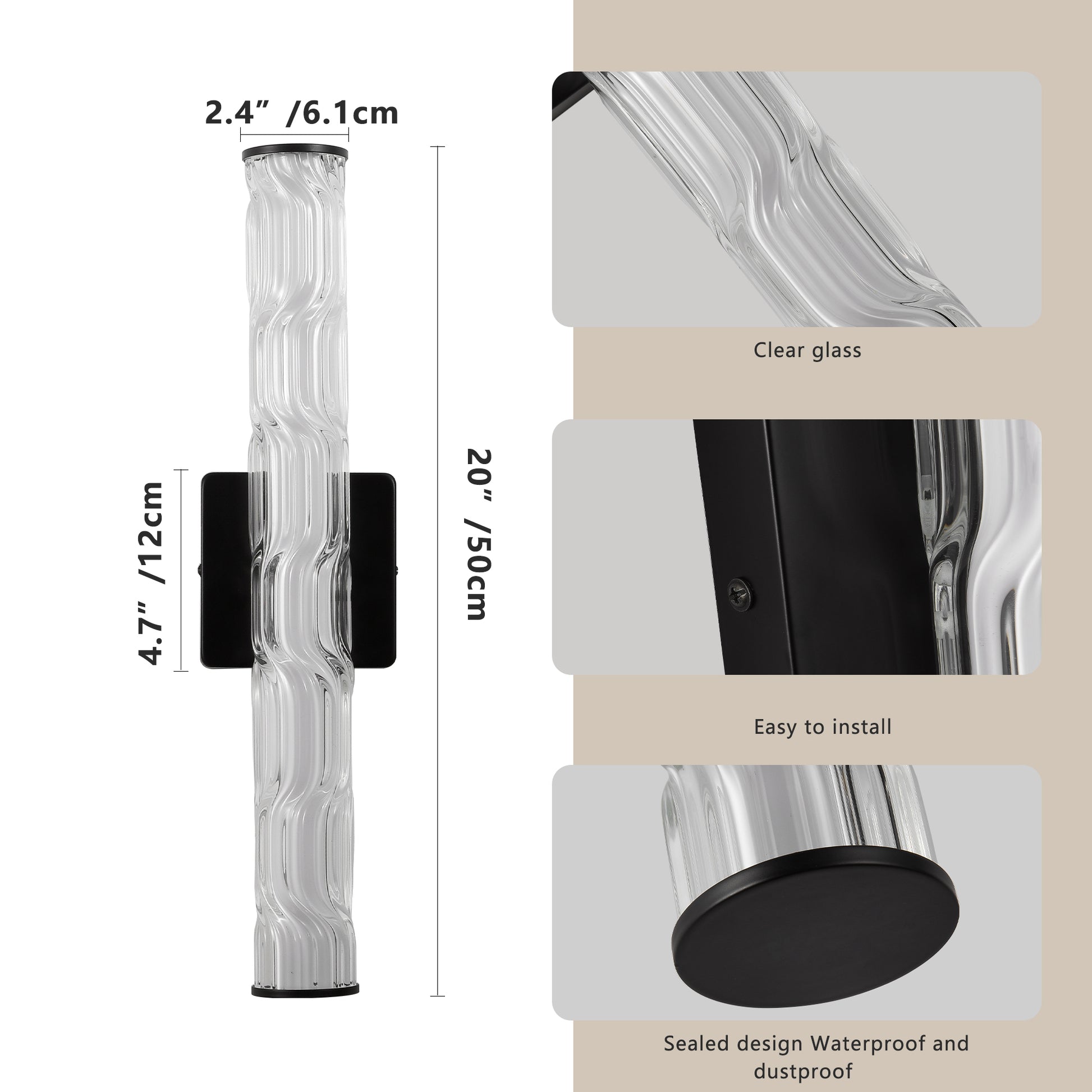 19.7" Black Crystal Wall Sconce, Set of 2 - view 9