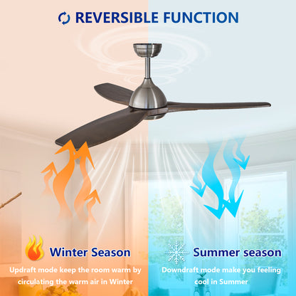 52" Nickel & Wood Reversible Ceiling Fan with Light - view 10