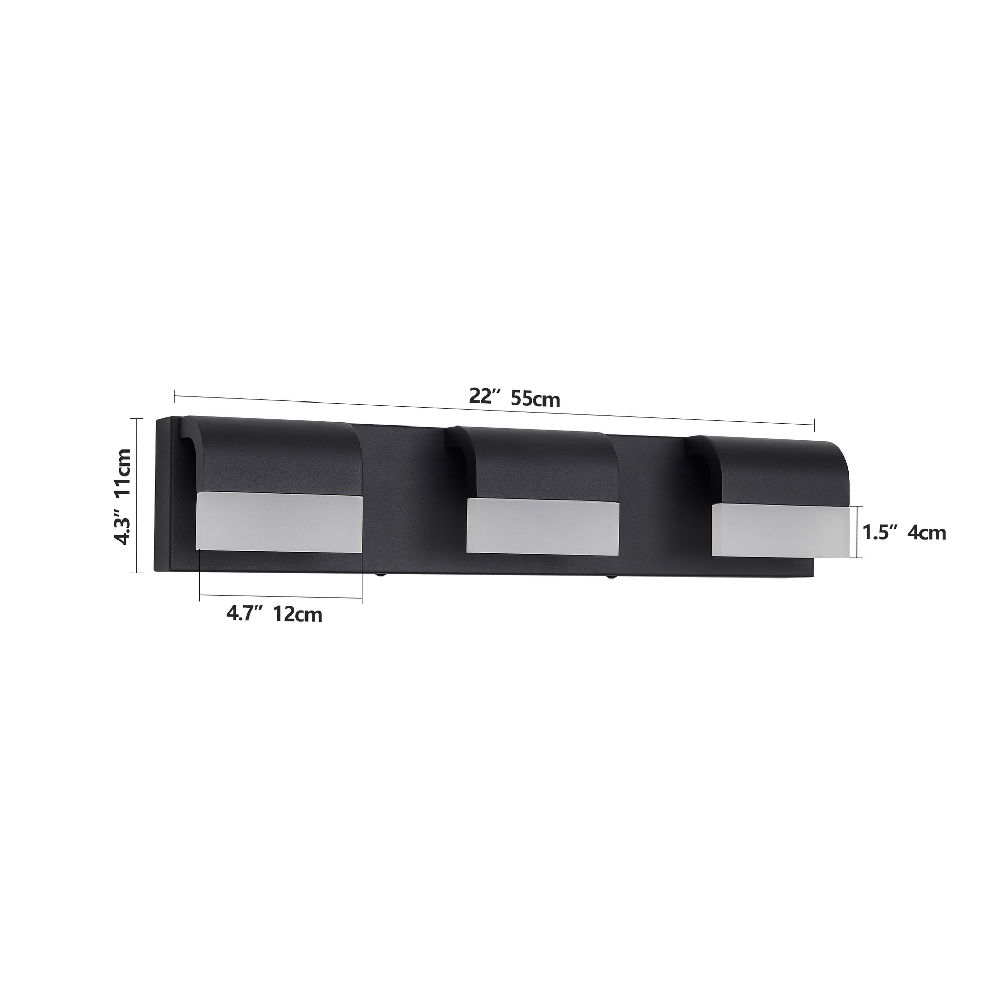 3-Light Matte Black Dimmable LED Vanity Light - view 7