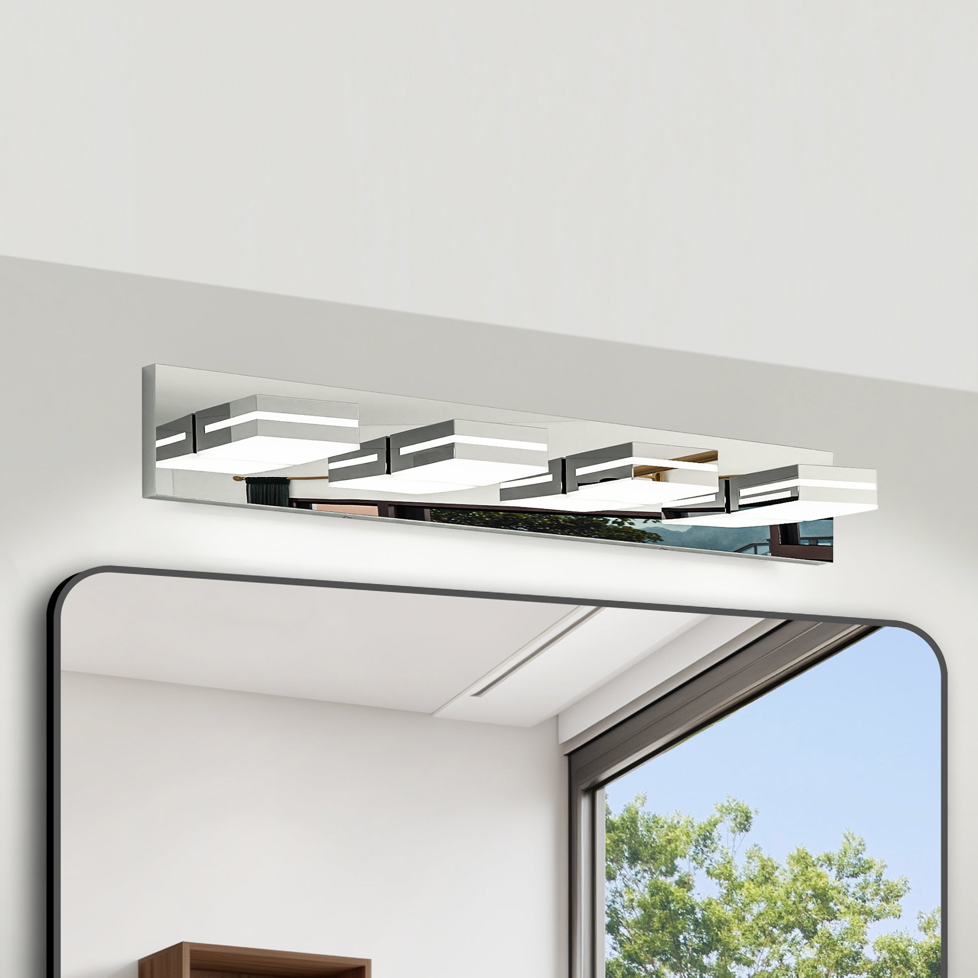 4-Light Modern Chrome LED Vanity Wall Light - view 3