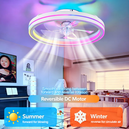 19" White Bladeless Fandelier with Dimmable LED - view 5
