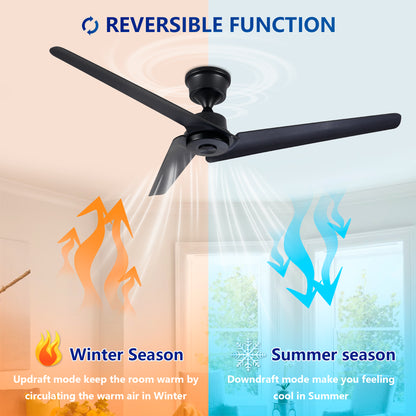 52" Black 3-Blade Ceiling Fan with Remote - view 9