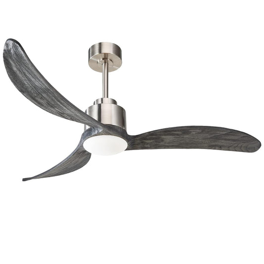 52" Nickel & Wood Ceiling Fan with Remote