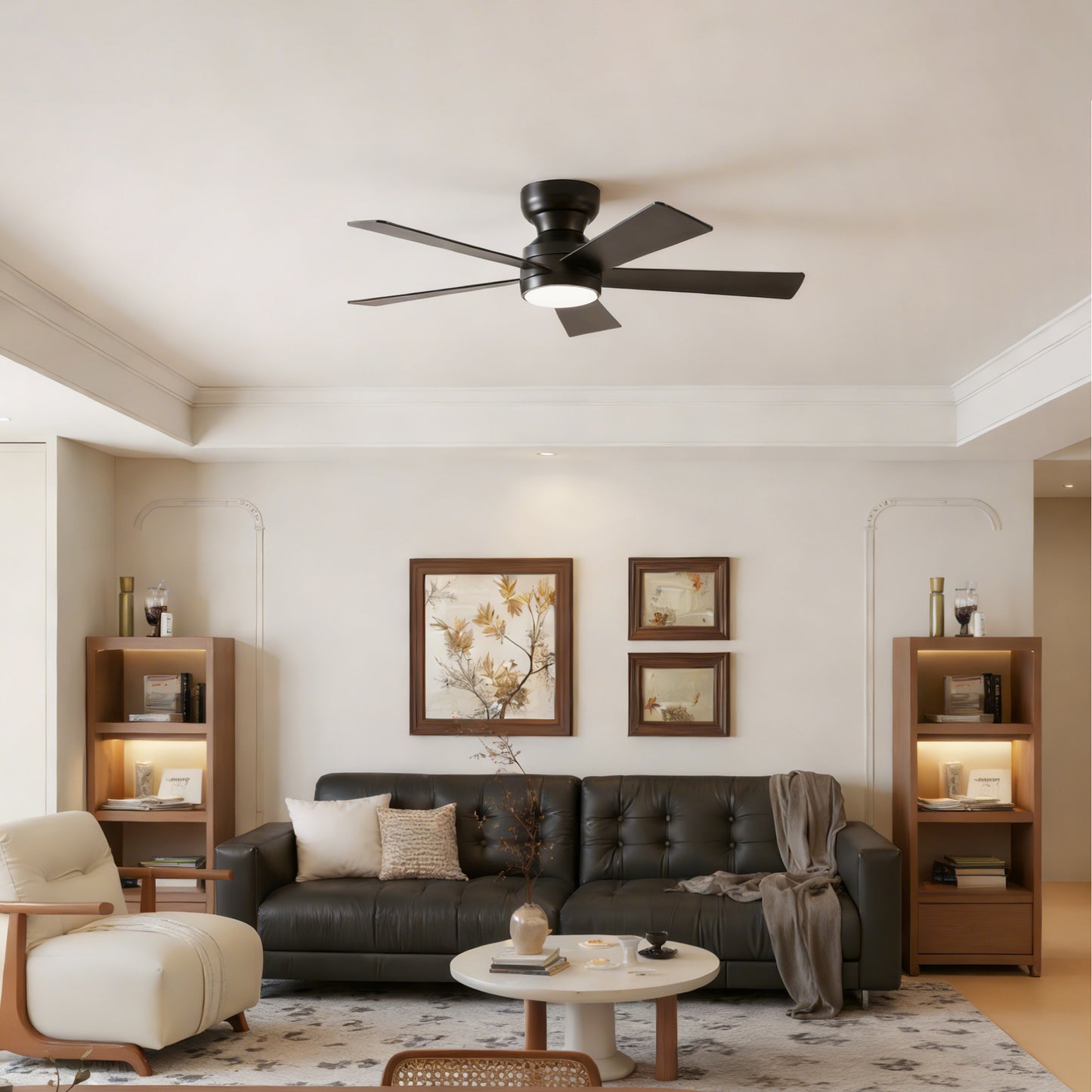 46" Matte Black Plywood Blade Ceiling Fan with Remote - view 4