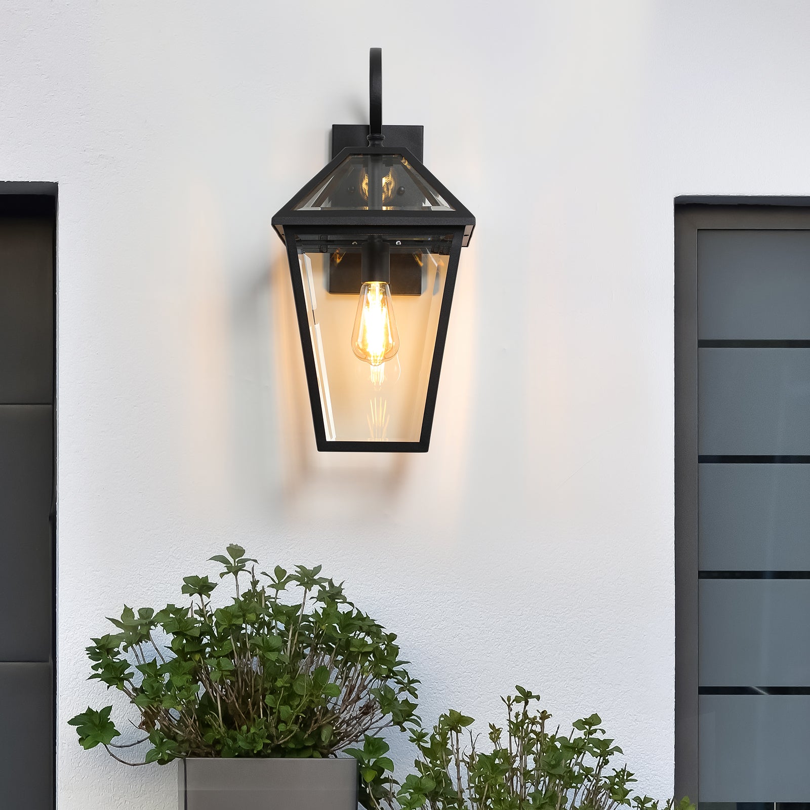 21"H Black Outdoor Wall Lantern with Clear Glass - view 2