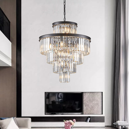 24" 5-Tier Black Crystal Chandelier, 15-Light - view 2