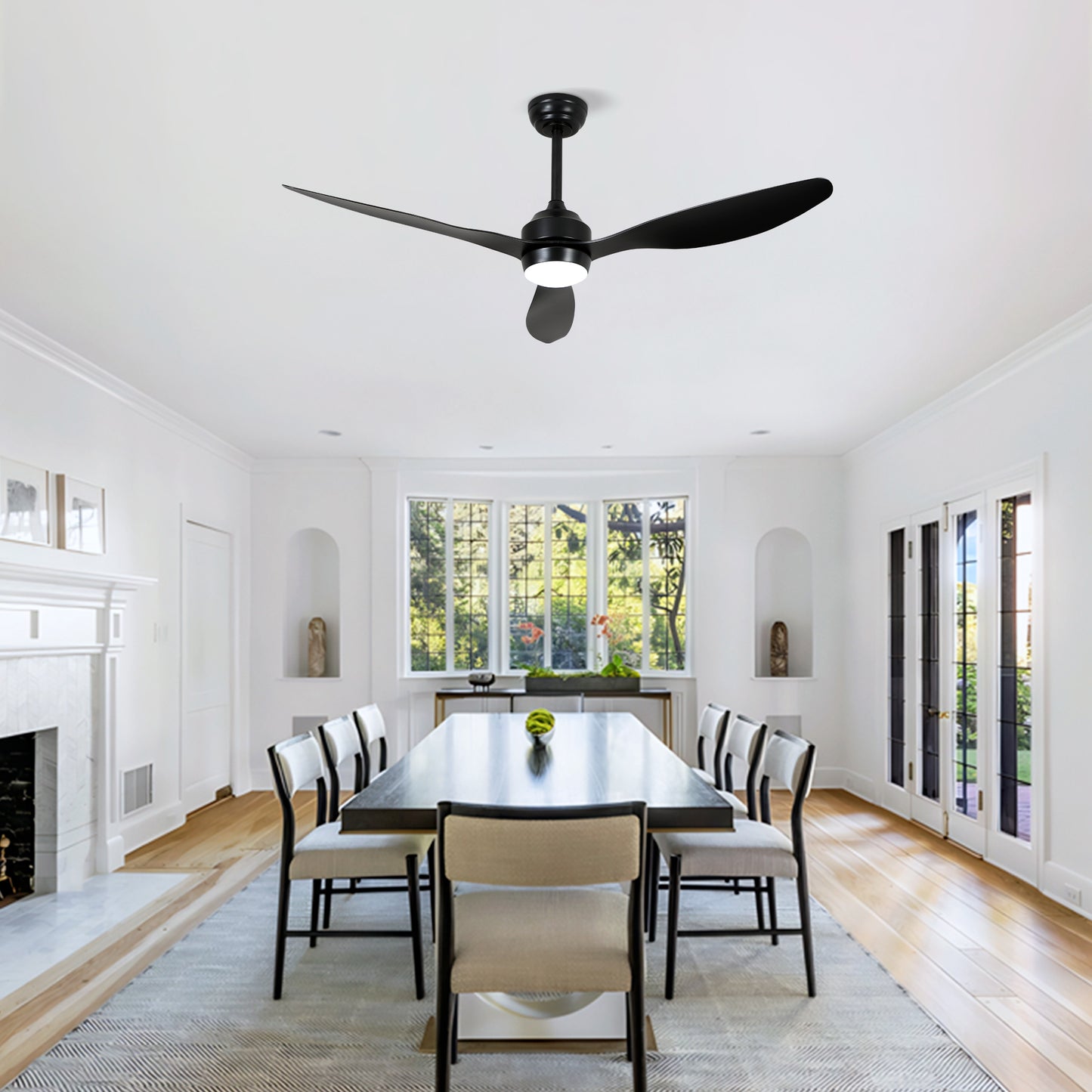52" Matte Black 3-Blade Ceiling Fan with Light - view 5