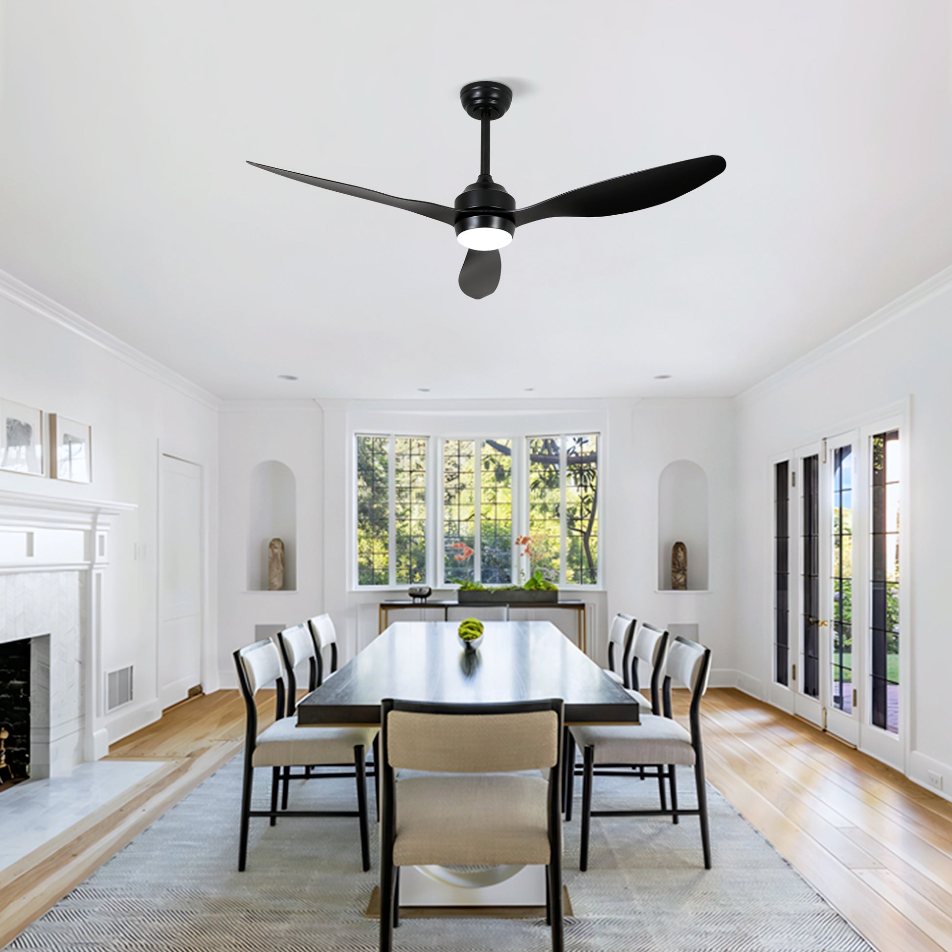 52" Matte Black 3-Blade Ceiling Fan with Light - view 5